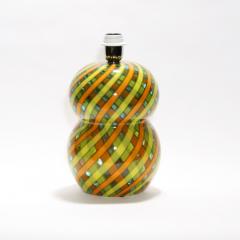  Cenedese CENEDESE 1960S YELLOW ORANGE AND GREEN BLOWN RETICELLO GLASS TABLE LAMP - 1811947