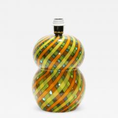  Cenedese CENEDESE 1960S YELLOW ORANGE AND GREEN BLOWN RETICELLO GLASS TABLE LAMP - 1813726