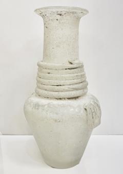  Cenedese Cenedese 1950s Mid Century Modern Italian White Scavo Murano Glass Round Vase - 3162557