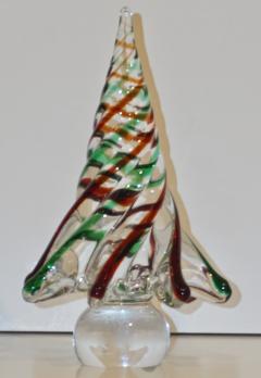  Cenedese Cenedese 1980 Italian Modern Green Red Clear Twisted Murano Glass Tree Sculpture - 2067750