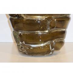  Cenedese Cenedese 1980s Italian Modern Crystal and Gold Murano Glass Urban Sculpture Vase - 1316081