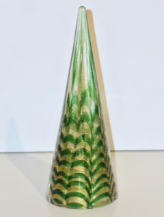  Cenedese Cenedese 1980s Italian Modern Gold Green Swirl Murano Glass Tree Sculpture - 1808786