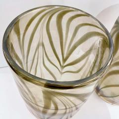  Cenedese Cenedese Italian Pair of Iridescent Zebra Smoked Gold Murano Glass Modern Vases - 2189449