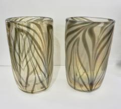  Cenedese Cenedese Italian Pair of Iridescent Zebra Smoked Gold Murano Glass Modern Vases - 2189455