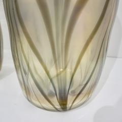  Cenedese Cenedese Italian Pair of Iridescent Zebra Smoked Gold Murano Glass Modern Vases - 2189456