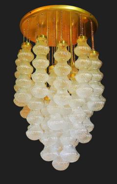  Cenedese Italian Mid Century Cedenese Murano Glass Brass 3 FT Chandelier - 768826