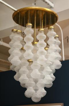  Cenedese Italian Mid Century Cenedese Murano Glass and Brass Flush Mount Chandelier - 1931683