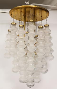  Cenedese Italian Mid Century Cenedese Murano Glass and Brass Flush Mount Chandelier - 1931684