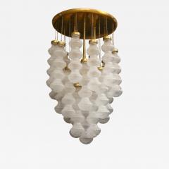  Cenedese Italian Mid Century Cenedese Murano Glass and Brass Flush Mount Chandelier - 1935020