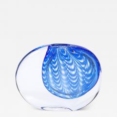  Cenedese Mid Century Hand Blown Murano Cobalt Transparent Glass Vase signed Cenedese - 3978986