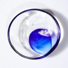  Cenedese Mid Century Hand Blown Ultramarine Transparent Murano Glass Bowl by Cenedese - 3976067