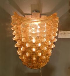  Cenedese Mid Century Modern honey gold Murano thick glass sconces Cenedese style Italy - 2232880