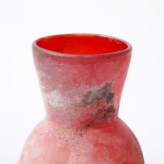  Cenedese Mid Century Scavo Orange and Red Hued Hand Blown Murano Glass Vase by Cenedese - 3975975