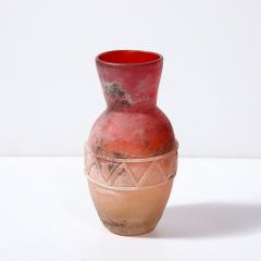  Cenedese Mid Century Scavo Orange and Red Hued Hand Blown Murano Glass Vase by Cenedese - 3976061