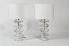  Cenedese Pair Of Vintage Italian Murano Stacked Disk Table Lamps By Cenedese - 4586886