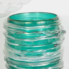  Cenedese Pair of Emerald Green Swirl Murano Glass Vases by Cenedese Signed 2019 - 1260206