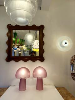  Cenedese Pair of Mushroom Lamps Pink Murano Glass by Cenedese Italy 1970s - 3940372