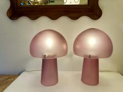  Cenedese Pair of Mushroom Lamps Pink Murano Glass by Cenedese Italy 1970s - 3940373