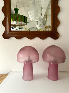  Cenedese Pair of Mushroom Lamps Pink Murano Glass by Cenedese Italy 1970s - 3940374