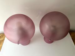  Cenedese Pair of Mushroom Lamps Pink Murano Glass by Cenedese Italy 1970s - 3940380