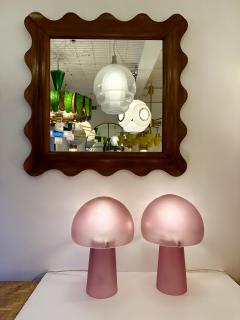  Cenedese Pair of Mushroom Lamps Pink Murano Glass by Cenedese Italy 1970s - 3940381