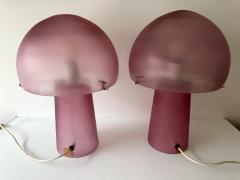  Cenedese Pair of Mushroom Lamps Pink Murano Glass by Cenedese Italy 1970s - 3940382