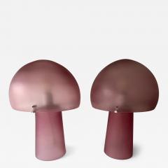  Cenedese Pair of Mushroom Lamps Pink Murano Glass by Cenedese Italy 1970s - 3944706