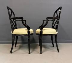  Century Furniture 1980s Pair of Century Furniture Chinoiserie Black Lacquer Armchairs - 3681081