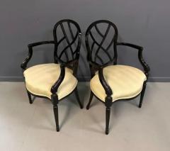  Century Furniture 1980s Pair of Century Furniture Chinoiserie Black Lacquer Armchairs - 3681090