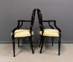  Century Furniture 1980s Pair of Century Furniture Chinoiserie Black Lacquer Armchairs - 3681091