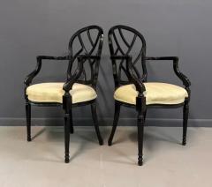  Century Furniture 1980s Pair of Century Furniture Chinoiserie Black Lacquer Armchairs - 3681092