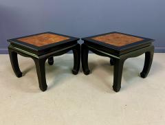  Century Furniture Century Ebonized Pair of Pagoda End Tables with A Burl Top Chin Hua Collection - 4277543