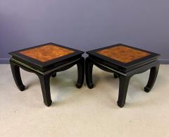  Century Furniture Century Ebonized Pair of Pagoda End Tables with A Burl Top Chin Hua Collection - 4277544
