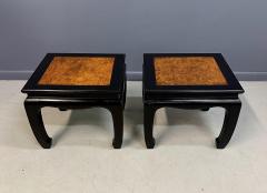  Century Furniture Century Ebonized Pair of Pagoda End Tables with A Burl Top Chin Hua Collection - 4277550