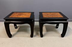  Century Furniture Century Ebonized Pair of Pagoda End Tables with A Burl Top Chin Hua Collection - 4277553