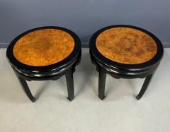  Century Furniture Century Ebonized Pair of Pagoda Side Tables with A Burl Top Chin Hua Collection - 4277537