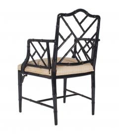  Century Furniture Set of Four Black Lacquered Faux Bamboo Chinese Chippendale Style Chairs - 2428059