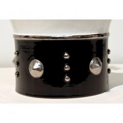  Ceramica Gatti Contemporary Italian Design Black White Majolica Crown with Platinum Accents - 479259