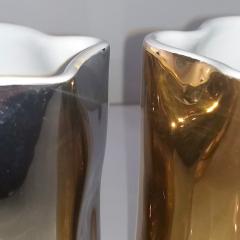  Ceramica Gatti Contemporary Italian White Ceramic Tumblers Decorated with Pure Platinum or Gold - 636415
