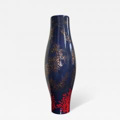  Ceramica Gatti Modern Italian Monumental Gold Red Blue Vase by Ceramica Gatti with Sea Deco - 334421