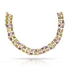  Chanel CHANEL 18K YELLOW GOLD MULTICOLOR GEMSTONE AND DIAMOND COLLAR NECKLACE - 1743659