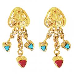  Chanel Chanel Gripoix Glass 3 Dangle Drop Earrings - 4425235