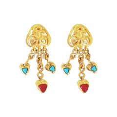  Chanel Chanel Gripoix Glass 3 Dangle Drop Earrings - 4426961