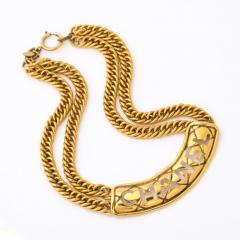  Chanel Chanel Quilted Cutout Plate Double Chain Necklace - 3197668