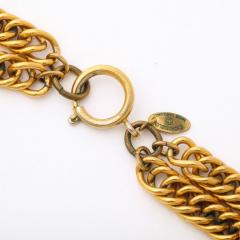  Chanel Chanel Quilted Cutout Plate Double Chain Necklace - 3197754