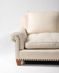  Chanel Linen Walnut and Brass Roll Arm Sofa by Chanel United States c 1990 - 4763940