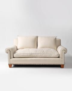  Chanel Linen Walnut and Brass Roll Arm Sofa by Chanel United States c 1990 - 4763941