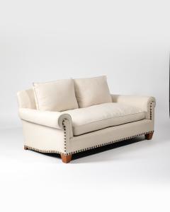  Chanel Linen Walnut and Brass Roll Arm Sofa by Chanel United States c 1990 - 4763943