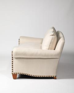 Chanel Linen Walnut and Brass Roll Arm Sofa by Chanel United States c 1990 - 4763945