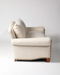  Chanel Linen Walnut and Brass Roll Arm Sofa by Chanel United States c 1990 - 4763949